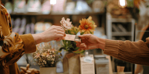 Customer Handing Credit Card to Business Owner